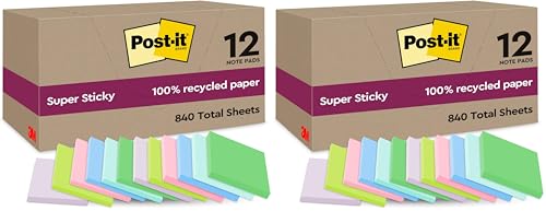 Notes Autocollantes Post-it Super Sticky écologiques 47.6x47.6mm petit format recyclé