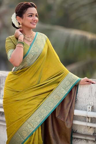 Image of SGF11 Women's Kanjivaram Pure Soft Silk Designer Saree With Blouse Piece