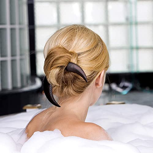 Blnene Hand Carved Crescent Moon Hair Fork For Women, Moon Barrette Hair Stick, Meniscus Shaped Hair Stick Hair Pin, Moon Hairpin Wooden Moon Barrettes For Thick Long Hair (3.5 Inch, Red) #TOP6