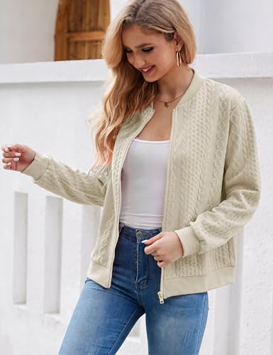 Image of Larmliss Women's Zip Up Cardigan Sweater Hoodies Long Sleeve Jacket Crewneck Casual Outerwear Spring Fall Trendy Coat Outfits