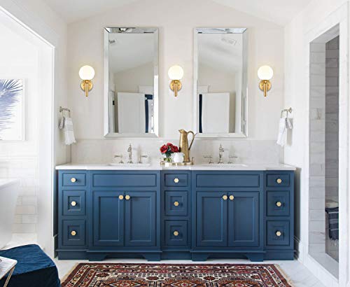 Diryzon Eul Mid-Century Bedroom Sconce Globe Vanity Wall Light In Brass Finish #TOP1