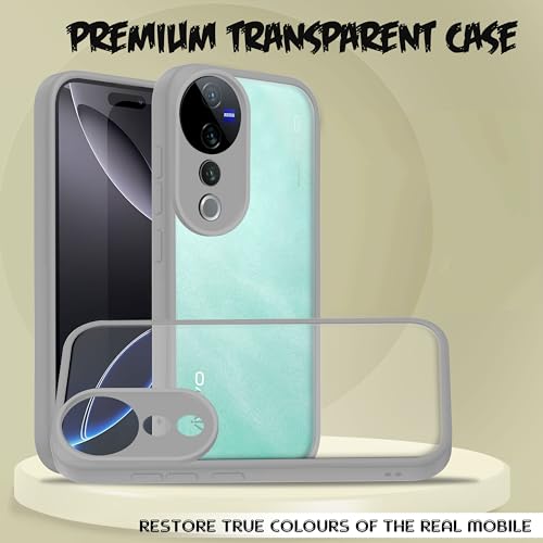 Image of V-TAN Back Cover for Vivo V40, V40 Pro Compatible Case, Transparent Clear, TPU, Camera Protective Shockproof Cover (Gray)