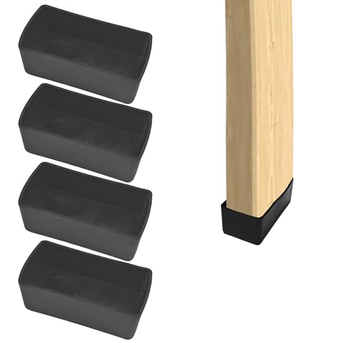 Tapones de extremo de poste de madera de 2 x 4, 4 tapas de poste de 1.5 x 3.5 pulgadas (1-1/2 x 3-1/2 pulgadas), protector de suelo de goma, impermeable y antifricción, adecuado para patas de mesa,