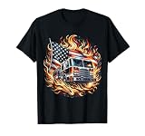 Firefighter Patriotic Fire Truck Fireman American Flag T-Shirt