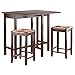 Winsome Lynwood 3-Pc Drop Leaf Table with Rush Seat Counter Stools - Walnut
