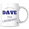 Designs of note! The Man, The Myth, The Legend Dave Mug | Funny Personalised Name Coffee Cup for Him | Gift for Men and Boys Named Dave (Blue) #2