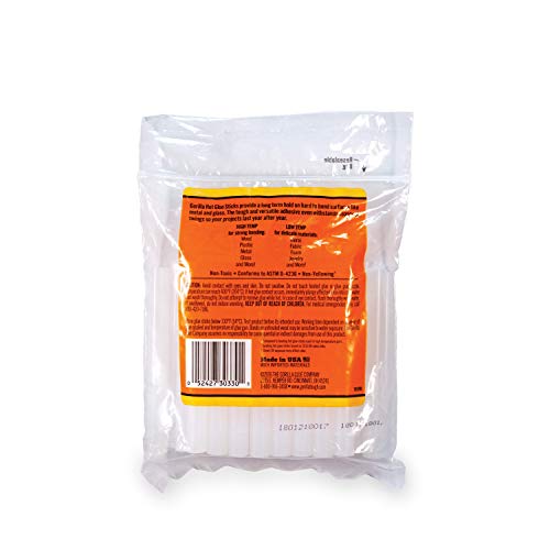 Gorilla Hot Glue Sticks, Full Size, 4" Long X .43" Diameter, 30 Count, Clear, (Pack Of 1) #TOP1
