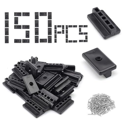 LNSYSNS 150 Pièces Fixation Lame de Terrasse Composite, 6 mm Type T Attaches Cachées pour Terrasse, Noir Clips de Fixation en T pour Terrasse, avec 150 Vis M4 pour Revêtement Sol Stratifié-WPC/BPC