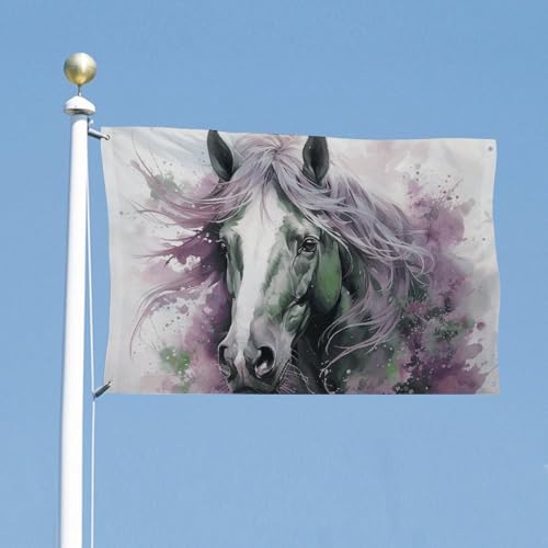 Drapeau cheval vert 119x177 cm en polyester résistant avec 4 œillets - 5