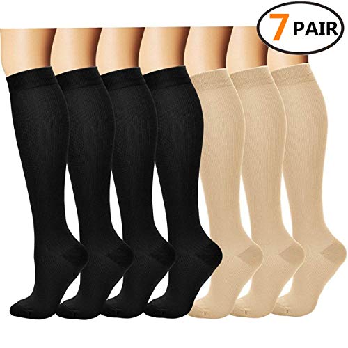 (3/7pairs) Chaussettes de compression/bas pour homme et femme
