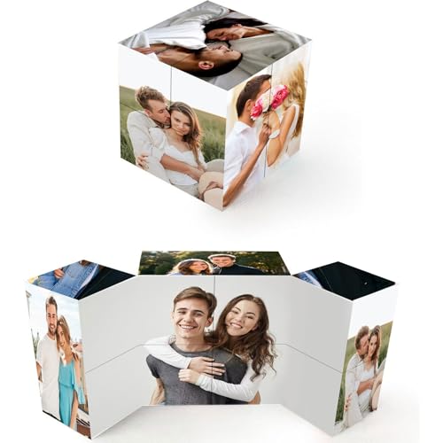 Foto de Cubo Personalizado, Cubo Giratorio Personalizado con 9 Collages de Fotos, Cubo Giratorio Personalizado, para la Familia, los Amigos, Cumpleaños, Navidad, San Valentín, Regalo Personalizado