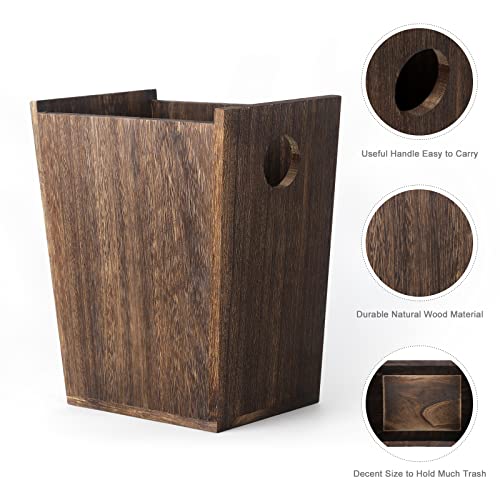 Eteli 042 Wood Trash Can Wastebasket Small Rectangular Farmhouse Rustic Garbage Bin thumb #2