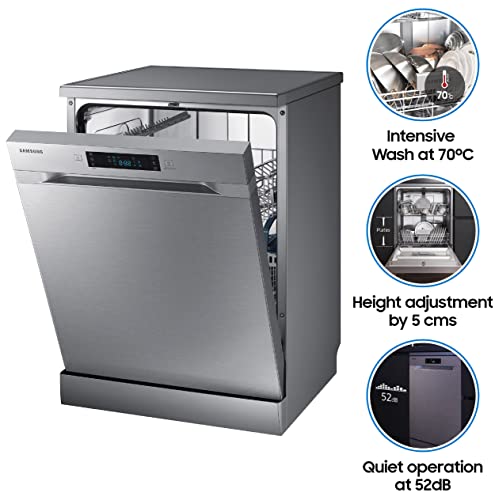 Image of Samsung 13 Place Setting Freestanding Dishwasher with Intensive Wash (DW60M5042FS /TL, Stainless Steel, Stainless Steel Tub,Hygiene Clean, Height Adjustable Rack)