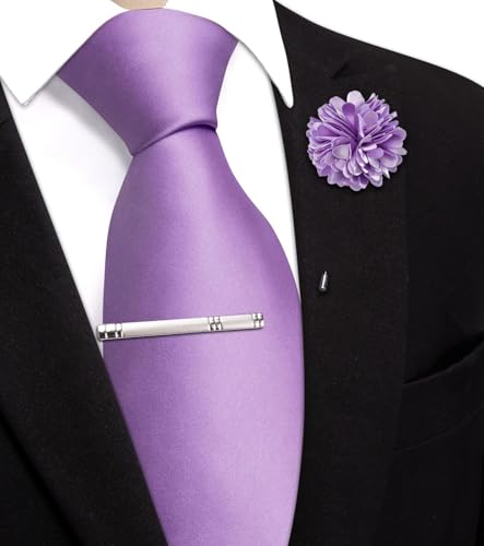 Image of Hi-Tie Men's Extra Long Solid Satin Tie Set 63 Inch /70 Inch Formal Necktie