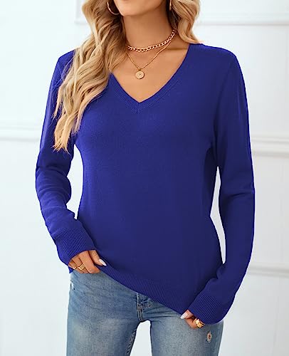 Image of QUALFORT Women's 100% Cotton Sweater, Basic Lightweight Long Sleeve Pullover
