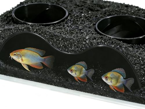 GWPOP Aquarium Underground Tunnel Cave Natural Curve with Holes for Viewing Fish Tank Decoration Hideout for Cory Catfish Shrimp Loach and Pleco Black