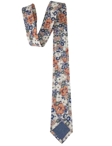 Image of Kebocis Mens Skinny Cotton Floral Tie for Men