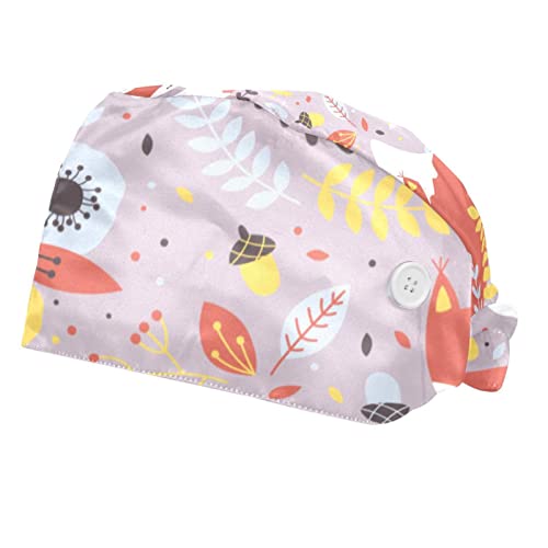 Chapeau de travail fleurs et renard unisexe pour hommes et femmes | Lot de 2 pièces