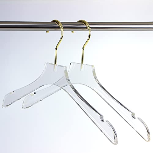 Gamvdout 10 Pcs Clear Acrylic Hanger Crystal Clothes Hanger With Gold Hook Non-Slip Transparent Formal Dress Standard Hanger #TOP7