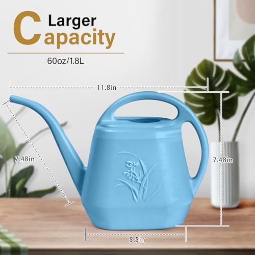 Image of Plastic Watering Can - for Indoor and Outdoor Plant - 1 /2 Gallon - SkyBlue