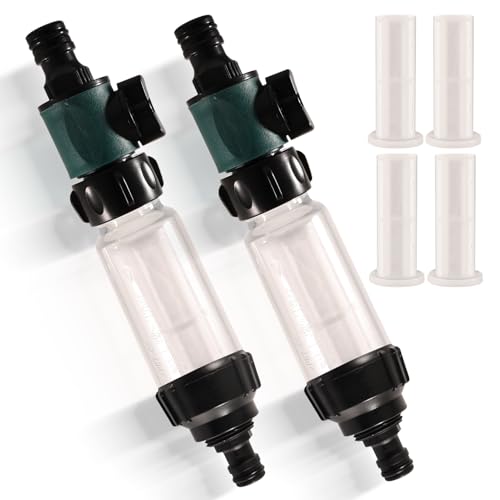 2 stuks waterfilter voor camper inclusief vervangbaar zeefje met regelventiel en sneladapter, 3/4 inch watervoorfilterset, waterfilter tuinslang voor camper, caravan, caravan, tuinpomp accessoires