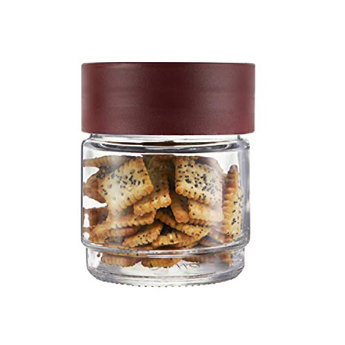 Image of CELLO Modustack Glassy Storage Jars For Kitchen 500 ml Maroon | Freezer & Fridge Safe Airtight Stackable Leadfree Toughened Glass Kitchen Storage Container For Beans, Whole Grains, Spices & Dry Fruits