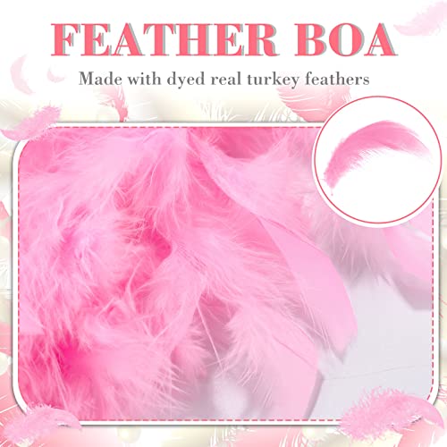 Juinte 6 Pcs 40Gram Colorful Party Feather Boas 6.56Ft Mardi Gras Feather Boa Bulk For Adults Mardi Gras Party Wedding Halloween Costume Accessories (Pink, Rose Red, White, Black) #TOP2