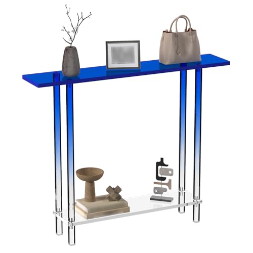 Tavolo Consolle Stretto In Acrilico Trasparente Per Ingresso E Corridoio: Moderno, 100x19x80 Cm - 4