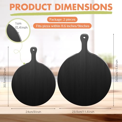 Set 2 tablas redondas de bambú con mango negro miniatura 2