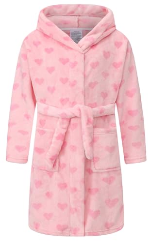 Image of Girls Fleece Hooded Robes Kids Warm Bath Robe for Girls Soft Fuzzy Bathrobe