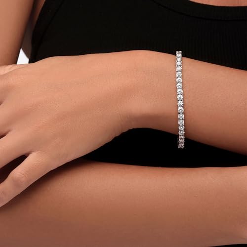 Moissanite Tennis Bracelet For Women and Men in 18K White Gold/Yellow Gold Over Sterling Silver, 2mm-4mm Width, Comes With Gift Box4