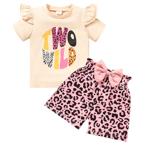Viworld Baby Girl Two Birthday Outfits Ruffle Sleeve Wild Two Top + Strawberry Shorts Set Cake Smash Summer Clothes