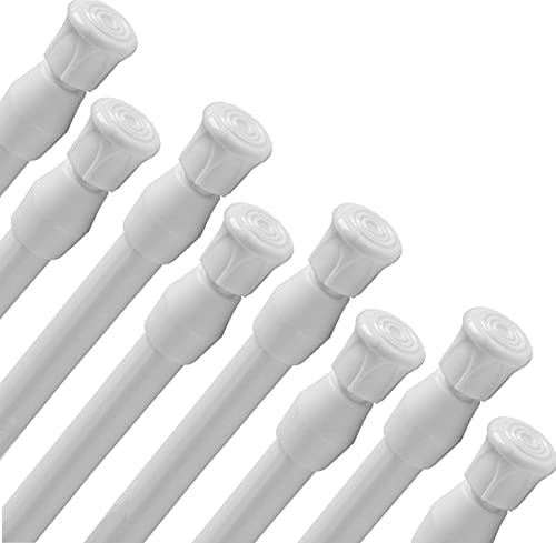 F-BBKO 8Pack Tension Curtain Rod - Adjustable Length for Kitchen, Bathroom, Cupboard, Wardrobe, Window, Bookshelf DIY Projects (White 15.7" to 28")