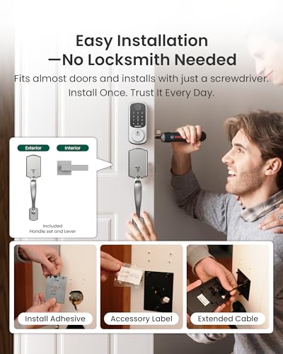 DESLOC B200 Smart Front Door Lock Handle Set, Fingerprint & App Control - image 8