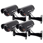 Equay-Fake-Security-Camera-Dummy-CCTV-Surveillance-System-with-Realistic-Red-Flashing-Lights-and-Warning-Sticker-4-Black