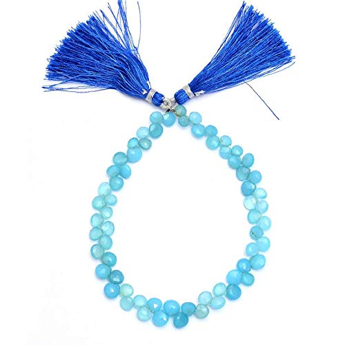 Calcédoine bleue naturelle cœur briolette, le cadeau idéal pour créateurs