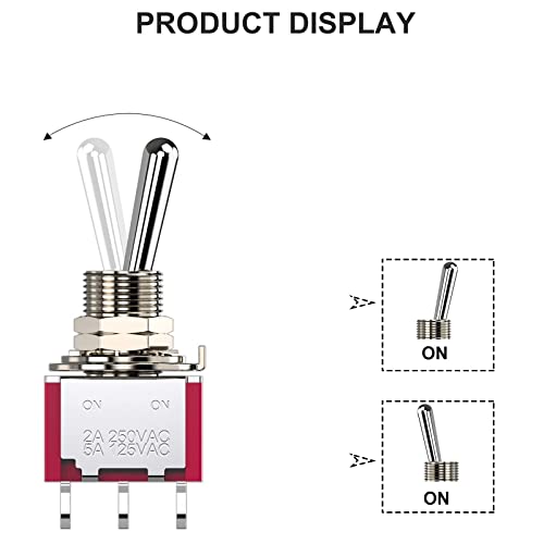 Diyhz Toggle Switch Ac 5A/125V 2A/250V 6 Pin Terminals On/On 2 Position Dpdt Toggle Switch Mini Miniature Toggle Switch Car Dash Dashboard,10Pcs #TOP1