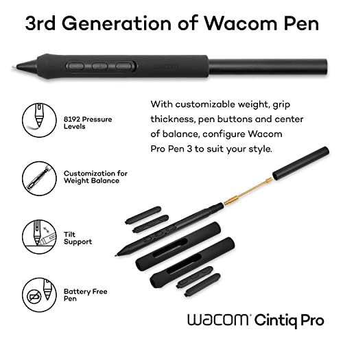 Image of Wacom Cintiq Pro 27 Creative Pen Display (4K Graphic Drawing Monitor with 8192 Pen Pressure and 99% Adobe RGB (DTH271K0A), Black