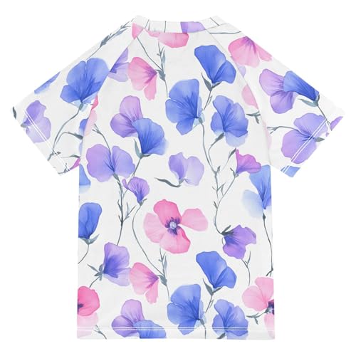 ALAZA Kids Rash Guard Girls Toddler Swim Shirts Short Sleeve Morning Glory UPF 50+ 3T2