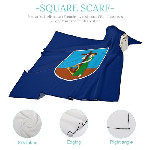 Montserrat Islands Flag Women Hair Scarf Square Silk Like Head Scarves Handkerchief Satin Neck Scarf4