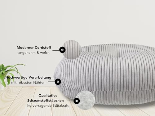 XDREAM Bodenkissen aus Kord Ø 105 cm | Yogakissen, Meditationskissen, Sitzkissen, Sitzpouf mit hochwertigem Kordbezug | Oeko TEX Zertifiziert | Höhe 25 cm