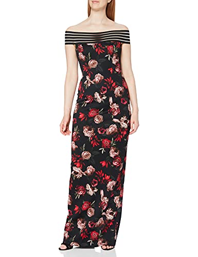 Gina Bacconi Women's Floral Scuba Maxi Dress Vestido de cctel, Negro/Rojo, 44 para Mujer