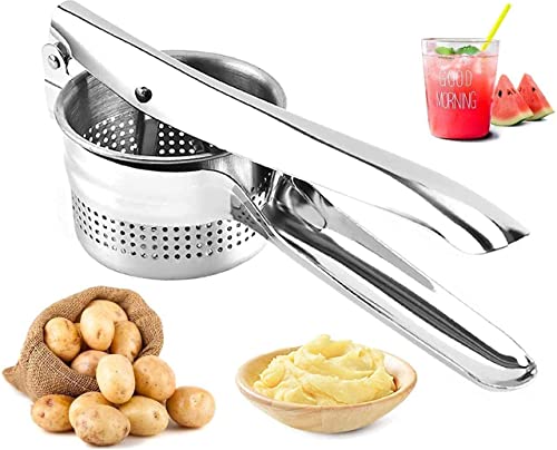 Image of Hornbills Stainless Steel Hand Press Potato Masher Heavy Duty Food Presser for Potatoes Purple Potato Pumpkin Lemon Fruit Juice Squeezer