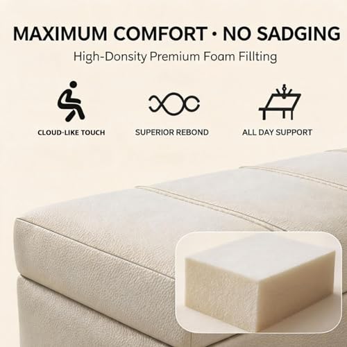 Banc de rangement ottoman en cuir synthétique et cadre robuste - 6