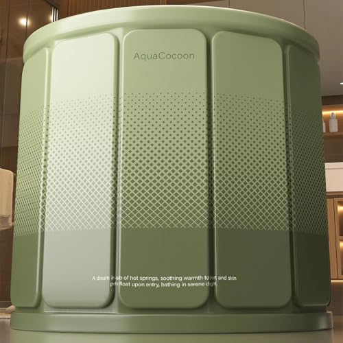 Simcat 70X65cm Faltbare Badewanne für Heiß- und Kaltbäder - Tragbare Erwachsenen Badewanne, Dusche-Kompatibel für kleine Badezimmer, Outdoor SPA & Wellness (grün)