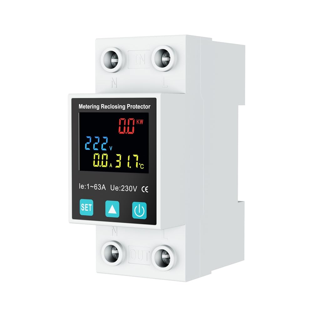 Osmond 2P/63A Reclosing Protector Circuit Breaker Earth Leakage Over Under Voltage Protection Protector Relay Switch KWh Meter