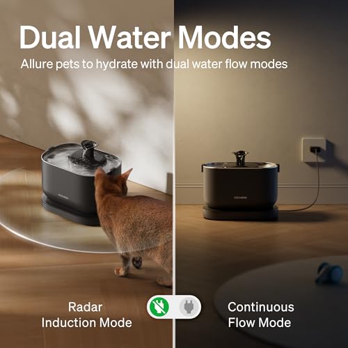 PETLIBRO Cat Water Fountain, Cordless Pet Water Fountain Battery Operated, 2.5L/84oz Dockstream Water Fountains for Cats Indoor, Cat Fountain with Stainless Steel Tray, Easy to Clean BPA-Free #5
