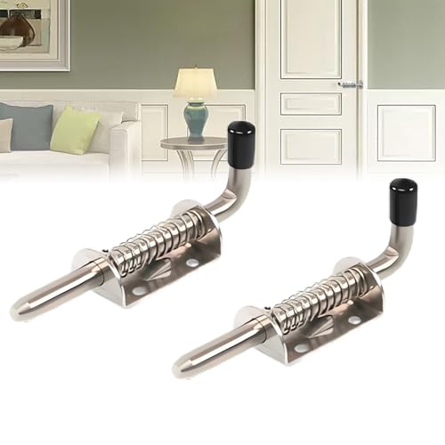 2 Pièces Loquet Ressort Inox, Boulons à Ressort en Acier Inoxydable, Loquet à Ressort, Lot de 2 verrous à ressort en acier inoxydable pour porte de garage,...