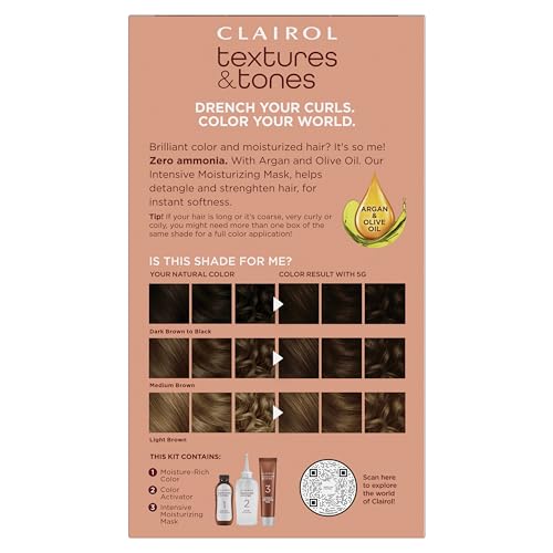 Clairol Textures & Tones Permanent Hair Dye, 5G Caramel Brown Hair Color, Pack of 2