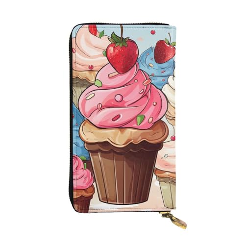 Women's Wallet Clutch Large Capacity Long Wallet Cupcakes And Ice Cream Leather Ladies Card Phone Holder Travel Purse